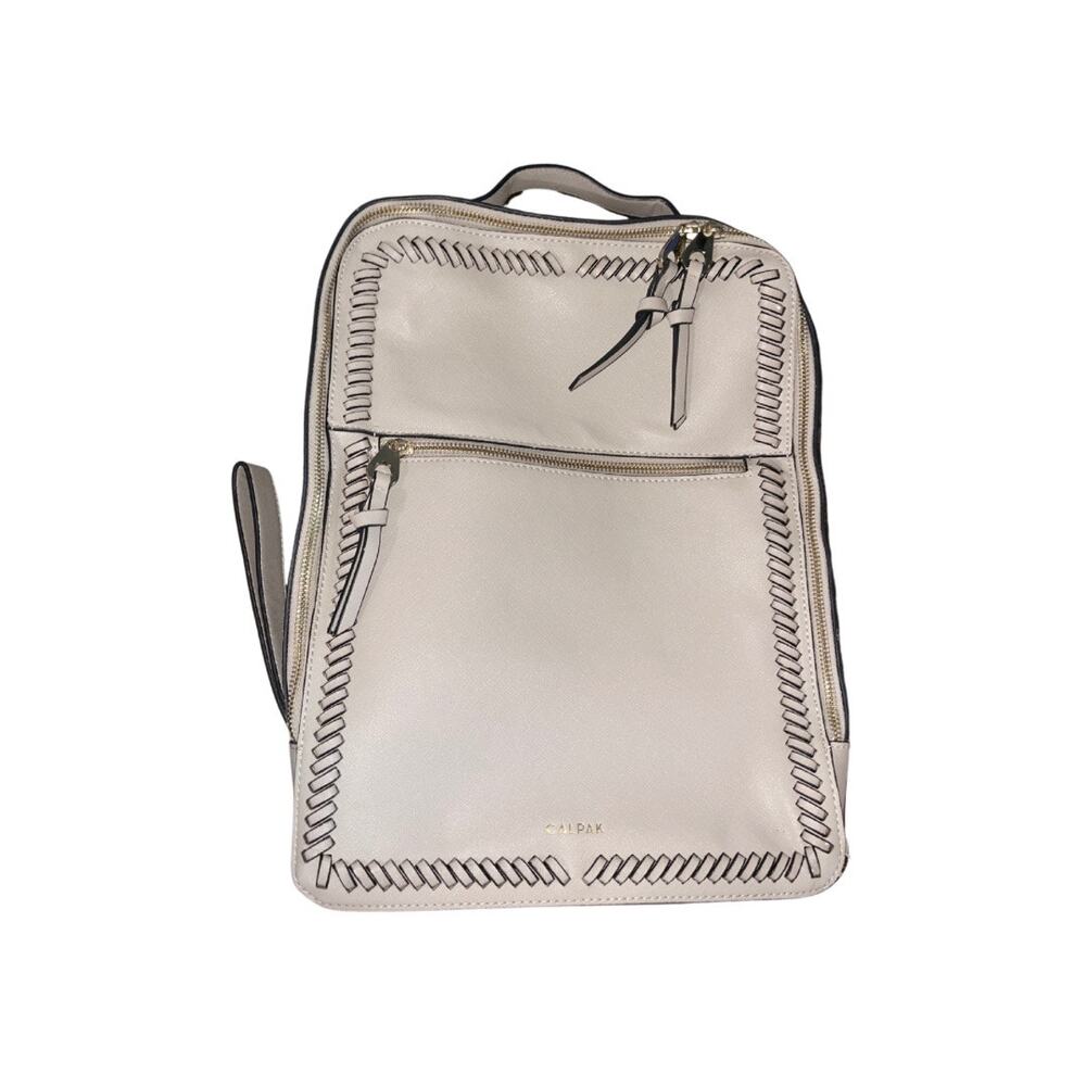 Calpak 15" Taupe Faux Leather Laptop Backpack Travel Carry on Luggage Handbags